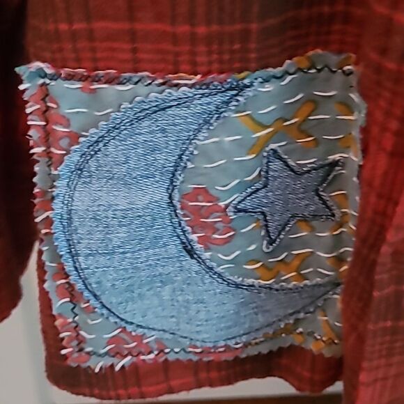 Handmade Vintage Upcycled Kantha & Flannel Shacket - THE ROLLING STONES - Picture 5 of 9